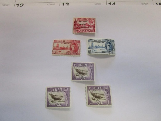 Lot of 6 Aden historical stamps