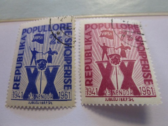 One complete set of canceled 1961 Albania Labour Party Stamps (start at 1.00)