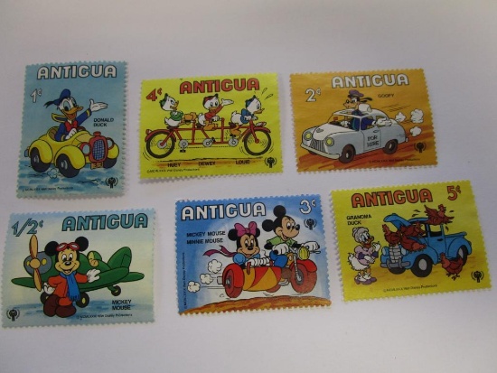 Lot of 6 unused Antigua Walt Disney postage stamps