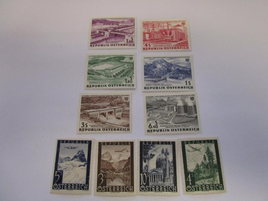 Two sets of historical Austria postage stamps