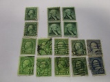 Historical lot of 16 canceled US Postage 1 cent stamps