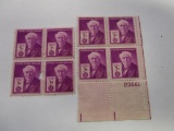 Two blocks of historical unused 1947 US Postage 3 cent Thomas A. Edison stamps