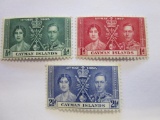 Lot of 3 Cayman Islands Coronation Issue stamps MLH