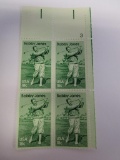 Block of Bobby Jones USA 18c stamps MNH. Some bleed-through ink
