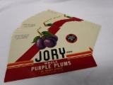 Lot of 48 vintage Jory Brand Whole Plumb crate labels