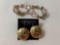 Lot of vintage costume jewelry gold toned earrings and beaded bracelet
