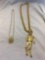 Lot of 2 Gold-Tone Necklaces - Tin Soldier and Lucky Horseshoe