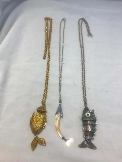 Lot of 3 Necklaces with Fish Pendants