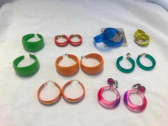 Lot of 8 Colorful Hoop Earrings