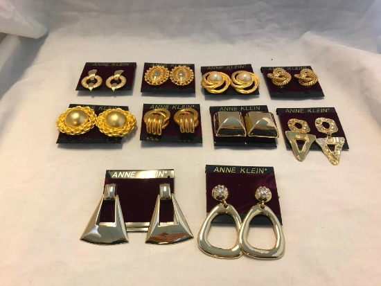 Lot of 10 Gold-Tone Costume Earrings