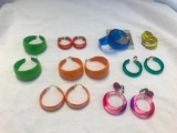 Lot of 8 Colorful Hoop Earrings