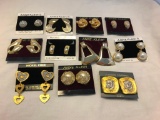 Lot of 11 Gold-Tone Pierced Earrings