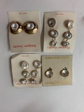 Lot of four vintage costume jewelry gold toned earrings