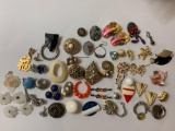Lot of random assortment of vintage costume jewelry single earrings and broken jewelry