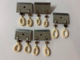 Lot of five vintage costume jewelry island styled earrings