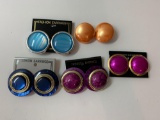 Lot of five vintage statement costume jewelry clip on earrings.