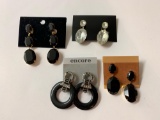 Lot of four vintage costume jewelry earrings pierced and clip on