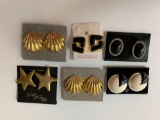 Lot of six vintage statement costume jewelry clip on earrings