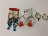 Lot of three vintage costume jewelry earrings