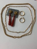 Lot of two vintage costume jewelry earrings and two necklaces