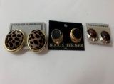 Lot of three vintage costume jewelry clip on earrings