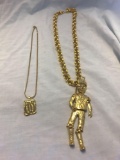 Lot of 2 Gold-Tone Necklaces - Tin Soldier and Lucky Horseshoe