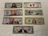Lot of 7 DONALD TRUMP Novelty Currency Bills