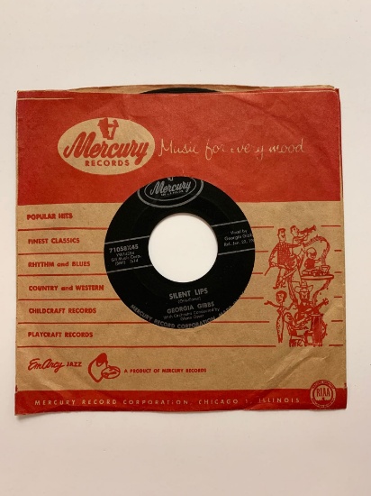 Georgia Gibbs ?? Silent Lips 45 RPM 1957 Record.