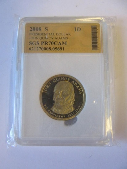 2008-S Presidential Dollar John Quincy Adams SGS PR70CAM