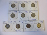 Lot of 10 1988-1991 French 10 Francs Coins