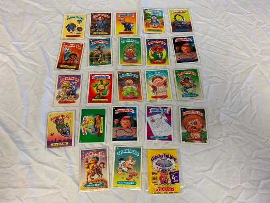 Lot of 22 Vintage Garbage Pail Kids Stickers plus 1 unopened Pack