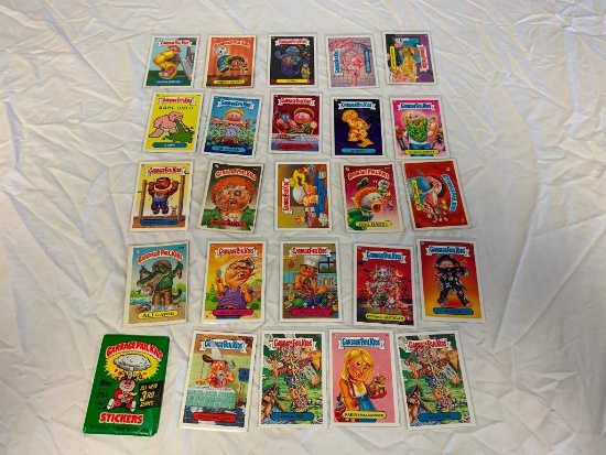 Lot of 24 Vintage Garbage Pail Kids Stickers plus 1 unopened Pack