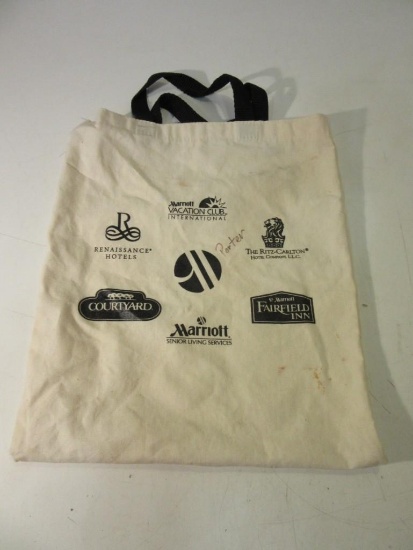 17" Tote Bag w/ Various Hotel Brands on One Side