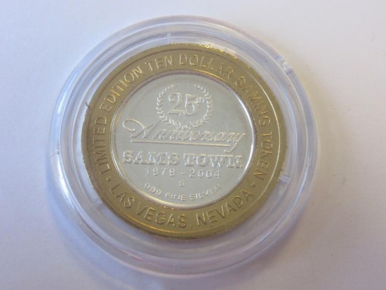 .999 Silver Sam's Town $10 Gaming Token