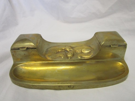 Brass double inkwell