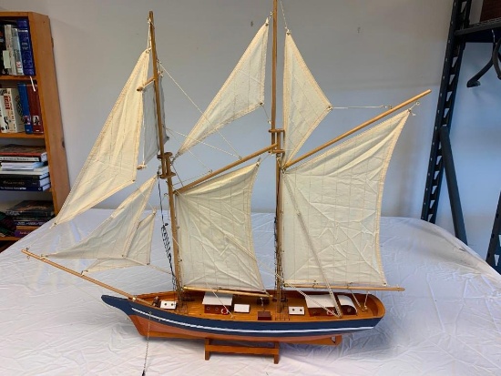Vintage Wood Model Ship Boat Assembled