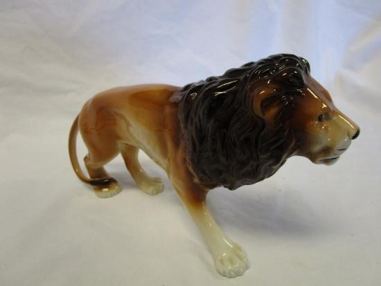 Vintage Royal Dux Bohemia porcelain lion figurine