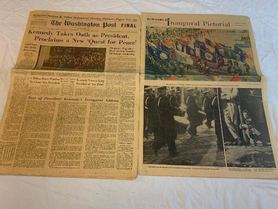 Washington Post Newspaper Kennedy Takes Oath 1/21/61