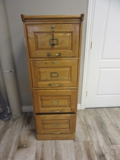 Wood 4-Drawer File Cabinet with Key