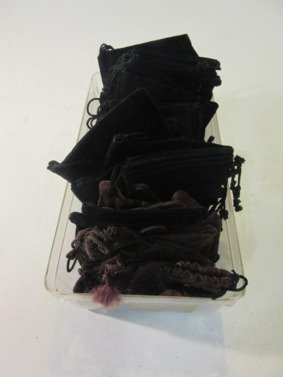 Box Lot of Various Size and Color Trinket Bags