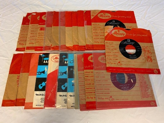 Lot of 23 Mercury Records 45 RPM Records with Sleeves 1950's 1960's