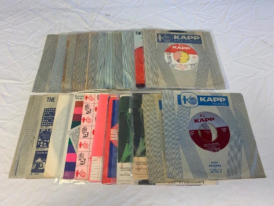 Lot of 22 Assorted Records 45 RPM Records with Sleeves 1950's to 1980's