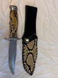 Rostfrei Fixed Blade Knife with Snake Skin Handle and Sheath