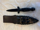 Small Fixed Blade Knife with Alligator Skin Sheath