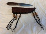 Small Pakistan Fixed Blade Knife with Brown Leather Sheath