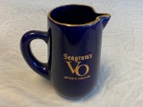 Vintage Seagram's VO Imported Ceramic Stein Pitcher Blue Gold Canadian Whiskey Liquor