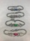 Lot of 4 Silver-Tone Rhinestone Bracelets w/ Center Stone