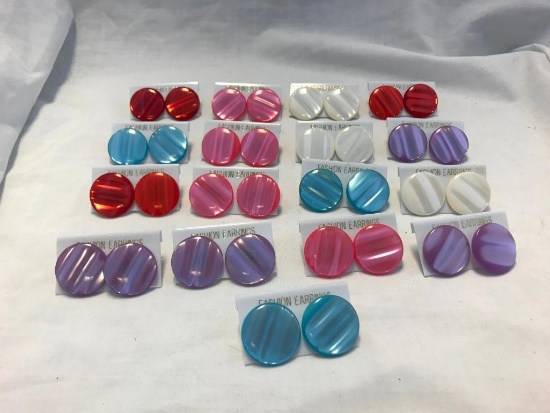 Lot of 17 Round Colorful Pierced Earrings