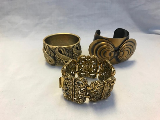 Lot of 3 Gold-Tone Bracelets