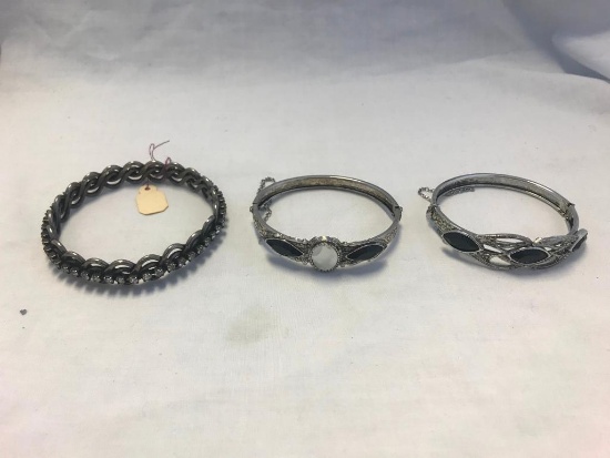 Lot of 3 Silver-Tone Bracelets